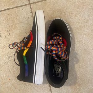 Rainbow Stripe Black Vans Sneakers